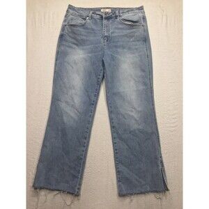 OAT New York Jeans Women 32x26 (10/30 tag) Light Wash Whisker Fray Cuff